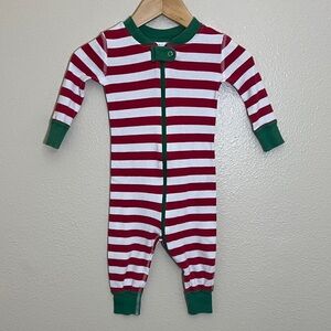 Hanna Andersson Striped Red Green Holiday Organic Cotton One Piece Pajamas